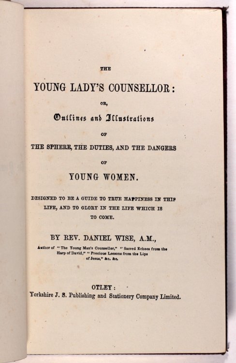 Young Lady&rsquo;s Counsellor  Otley c1870