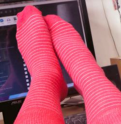 I photoed my feet for the reference and stuff.  But I love my pink socks so much that I had to upload this here.