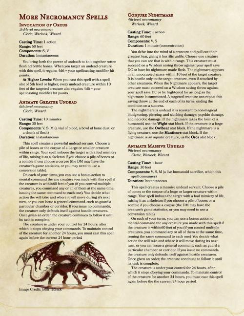More necromancy spells, because necromancy is fun. #dnd #dungeons and dragons #d&d#5e#homebrew#spells#tabletop#necromancy