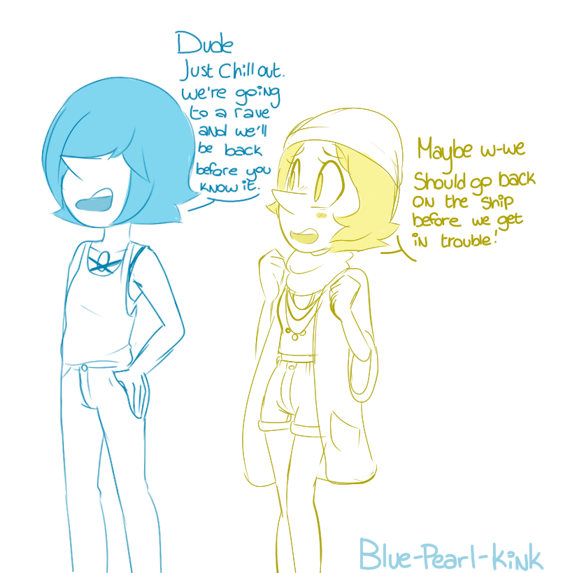 blue-pearl-kink:  AU where Yellow pearl is Blue Pearls cousin and bp always gets