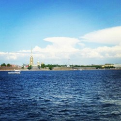 View on Peter and Paul #fortress &amp; #cathedral, #Neva #river, Zayachy #island  #clouds #water #colors #colours #wind  June 14, 2012  #summer #heat #hot #travel #SaintPetersburg #StPetersburg #Petersburg #Russia #СанктПетербург #Петербург