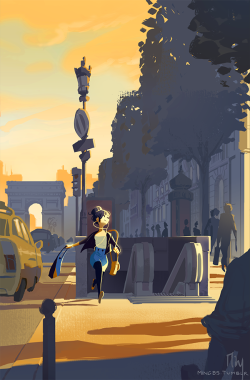 ming85:  Part 4 of Paris landscapes mixed with fanart. Based on this fantastic drabble my friend wrote, called ‘TGIF’ ! Go read for 1300 words of pure fluff and weekend joy.  