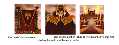 atla-annotated: Phoenix Queen King Ozai Ozai declaring himself ‘Phoenix King’ is suppose