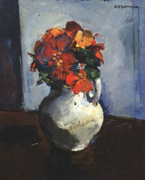 Vase with Dahlias (Kwiaty)   -   Isidoor Opsomer, 1935.Belgian,1878-1967Oil on canvas, 60 x 49.8 cm
