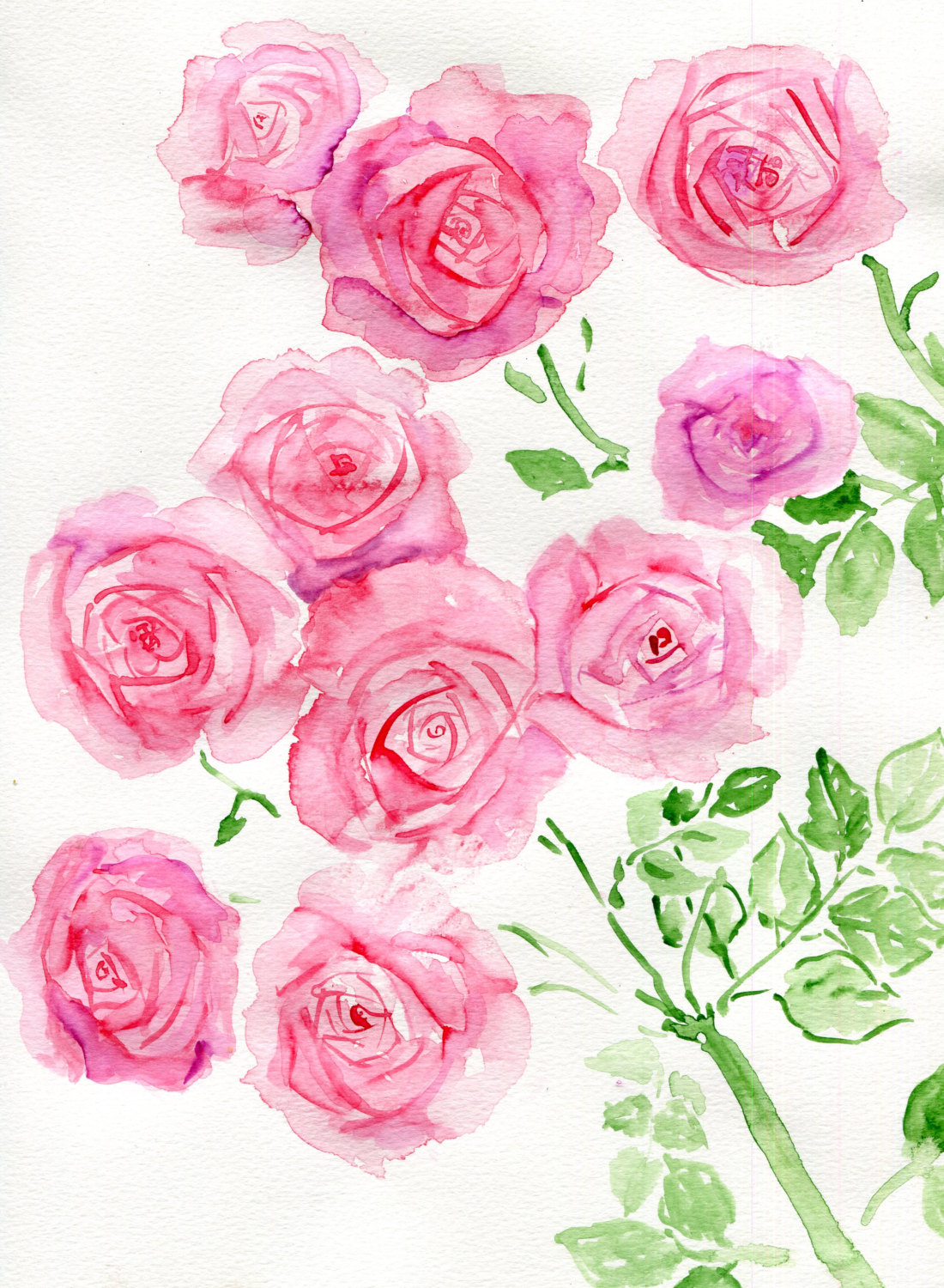 havekat: Funny Faces    Watercolor On Paper9&quot;x 12&quot;, 2016Pink Miniature