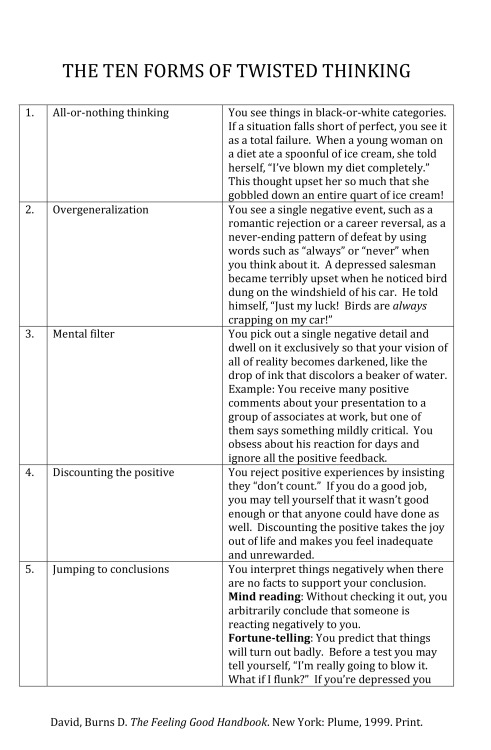 coping-skill-toolkit:  During my first month with my therapist, I was given this worksheet to read and work on. She noticed that while I was talking with her, that my thoughts followed a lot of these. I wasn’t aware that my anxiety had brought me down