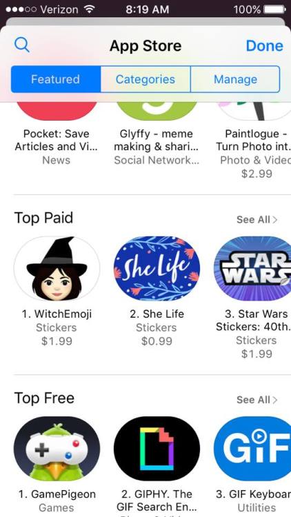 WHOA!  WitchEmoji is the #1 sticker pack in the App Store!  Thank you so much to those who have down