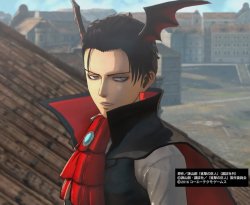 fuku-shuu:   Vampire Bat Levi (AKA Levi in his “Halloween” DLC costume) and his candy 3DMG in the KOEI TECMO Shingeki no Kyojin Playstation game! ETA: Added more!  My own gameplay of this Levi is here!   More from the SnK Playstation game!   