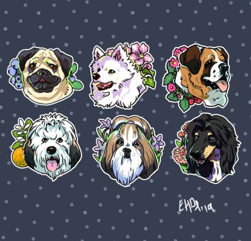 Six new pup designs join the fray! #dog #puppy #pets #stickers #digitalart #digitalartist #artwork #