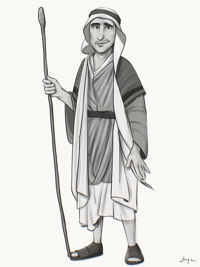 Arab peasant character design sketch. Cartoon character portrait drawing by Alhyari Art, freelance digital artist, cartoonist, caricaturist and illustrator based in Khobar, Saudi Arabia. Services offered in Dubai, UAE, Doha, Qatar, Bahrain, Oman, Jordan and around the globe.