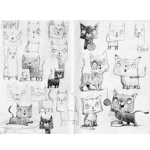 Cats &amp; Kittens #sketches #cute #ballpen #drawing #illustration #doodling #uaim #sketch_book