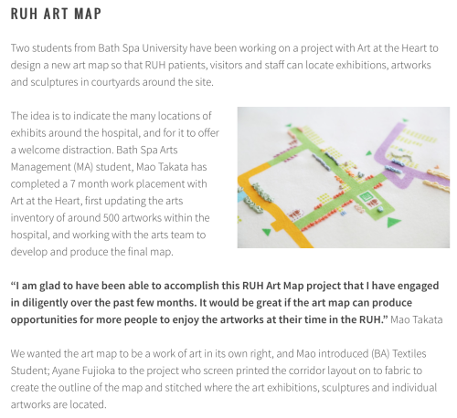 Now it’s announced! This summer I produced textile (screen print & hand embroidery) map for Art 