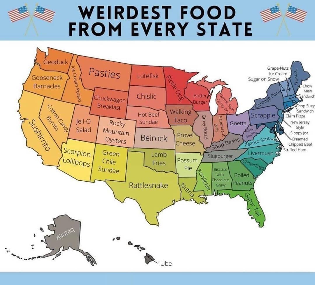 traegorn:
“iowa-mentioned:
“mapsontheweb:
“Weirdest food from every state in the US.
” ”
I’m trying to figure out how a Butter Burger is “weird.”
It’s just a burger where they’ve put a little butter on the bun. Like, not even a lot – just a touch....