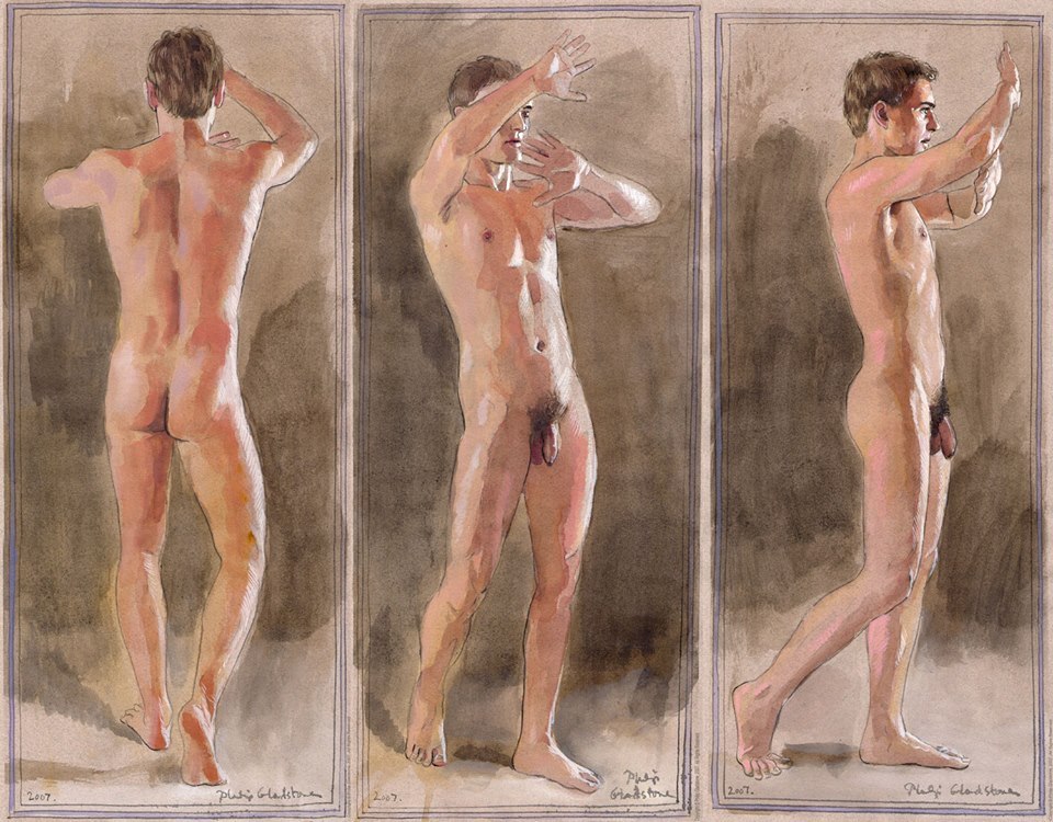 enchantemoimerlin:    Philip Gladstone    Untitled triptych, 2007watercolor on paper private