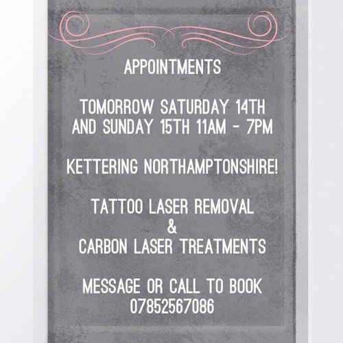 Get in this weekend for your appointments @laseredbeauty in Kettering all weekend by charleyatwell