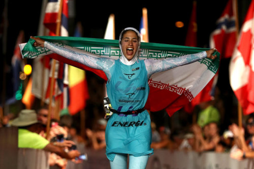 goodstuffhappenedtoday:Covered From Head To Toe, She Finished The IronmanShe did it! Shirin Gerami c