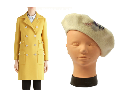 imnavi:  Steal Her Look: Sassy Android Emoji Gucci Yellow Wool Coat: Ū,850.00 Authentic CHANEL Camelia Hat Beret Cream Ivory Wool Vintage : 跞.27