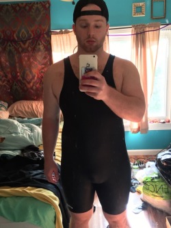 gingercubinalabama:  Pardon the messy room and mirror But damn that leather/gear/fetish party was fun Haven’t worn a singlet since high school I like it