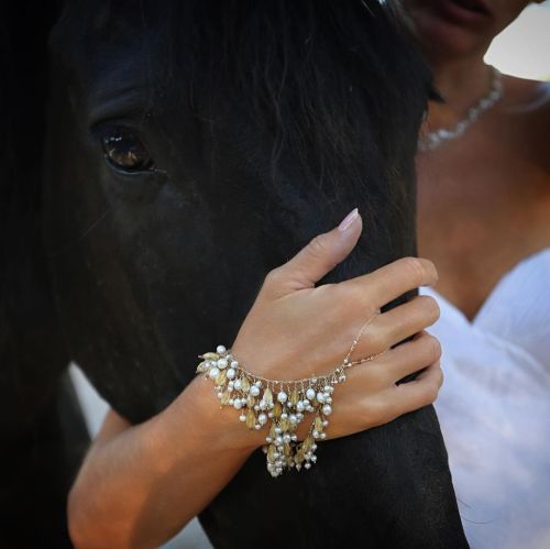 Citrines gemstones and pearl&hellip;. Clymne hand chain and Alkaia necklace. . . . @ajgfilmproductio