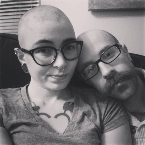 We match. #nohairdontcare #shavedhead #myboyfriendisbetterthanyours #coupleoftheyear