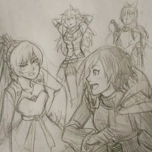 captainblaze02:  I have nothing to do so i draw the team Rwby 💗💙💜💛