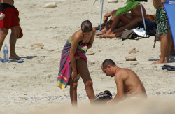 4voyeur:  Nudist beach is a big free striptease