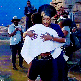 blackpantherdaily: Chadwick Boseman and Angela Bassett behind the scenes on Black