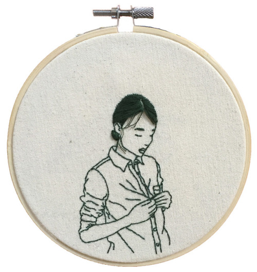 itscolossal:Hand-Sewn Portraits by Sheena Liam Capture Quiet Moments of Self Care 