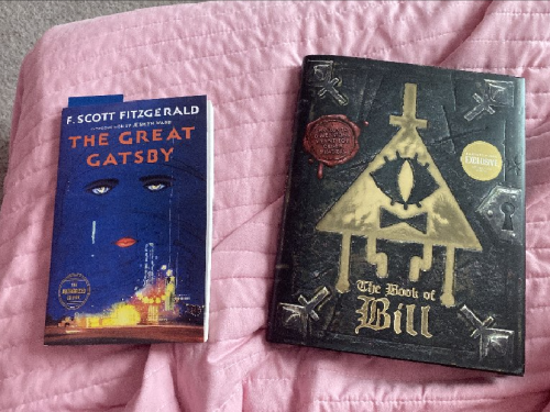 Left: The Great Gatsby by F. Scott Fitzgerald Right: The Book of Bill by Bill Cipher
