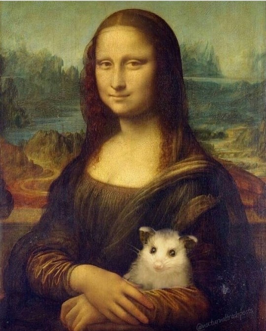 pretentiouslimericks:laughconfetti:goblincore-aesthetic:Mona Lisa and her possum.This