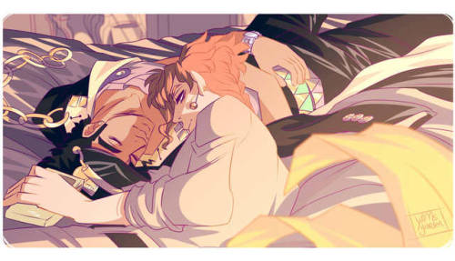 yamsgarden:Recovery Tryptic of Jotaro and Kakyoin on a afternoon playing video games. Print for Otak