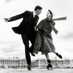 vintagegal:  Suzy Parker and Robin Tattersall (dress by Dior) Place de la Concorde, Paris, 1956. Photo by Richard Avedon (via) 