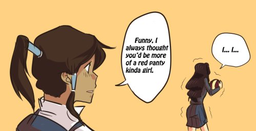 hehe Pervy Korra got a taste of her own medicine~ ;9  Gawd I love Korrasami~ <3 <3 <3