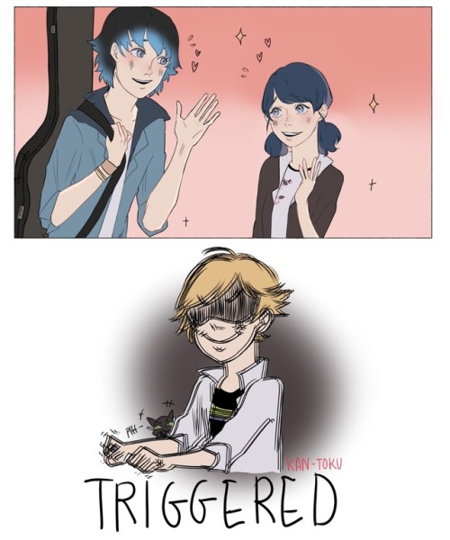 kan-toku:  Forgot to upload this on tumblr! It’s on my Instagram since forever omg 😂   Adrien do you love her or you just love the attention, honey?