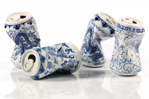 itscolossal:Smashed Can Sculptures That Mimic Traditional Ming Dynasty Porcelain by Lei Xue