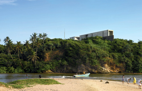 cjwho:  The House in Sri Lanka is set against a paradise on earth White sandy beaches, dotted with palm trees and huts draped in coconut leaves, weave in and out of cliffs in Mirissa, located at the southern tip of Sri Lanka. Crocodiles, water snakes,