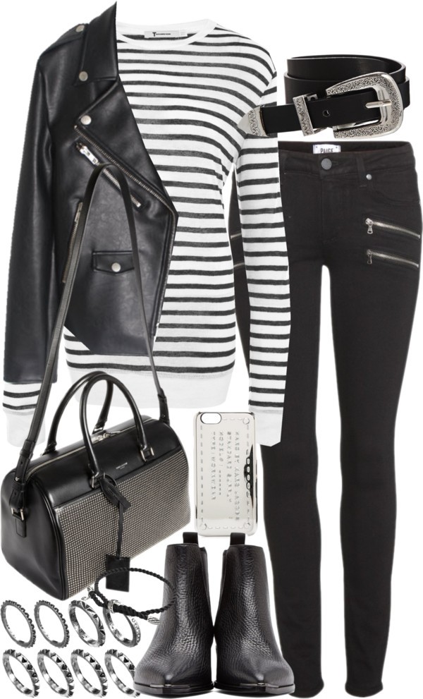 Untitled #1774 by kaysterhipster featuring Marc by Marc Jacobs
T By Alexander Wang white top, 225 AUD / Leather jacket, 245 AUD / Paige Denim black skinny jeans, 495 AUD / Acne Studios black booties, 610 AUD / Stackable ring, 12 AUD / David Yurman...