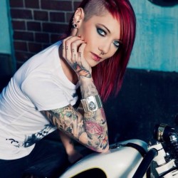 tattoomodelseurope:  m. Terry #tattooed #tattoomodel #model #tattoomodel f. #brcphotography for #designmr #wildstyle #linz #austria #redhead #bike #harleydavidson #jewellery #hot #shooting 