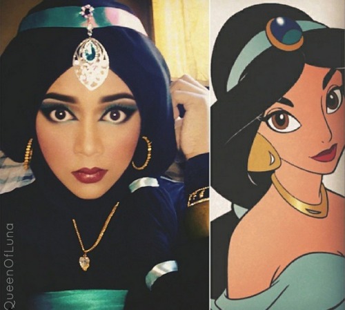 armedandgayngerous: thatsthat24: halihijabi: Hijabi Cosplay: Disney Princesses Cosplayer/Makeup Arti