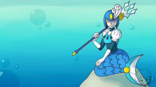 A Commission for a “offline” screen for a friend’s stream! It’s Splash Woman from Mega Man 9You can 
