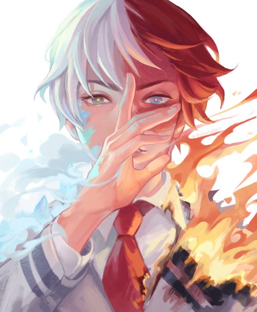 daianpan: i tried to paint shoto while practicing hand and effect shapes ;;