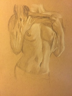 cleverusername1324:  Nude sketch with white charcoal of the absolutely gorgeous @complexedly!! Thanks to her so much for the great reference!!