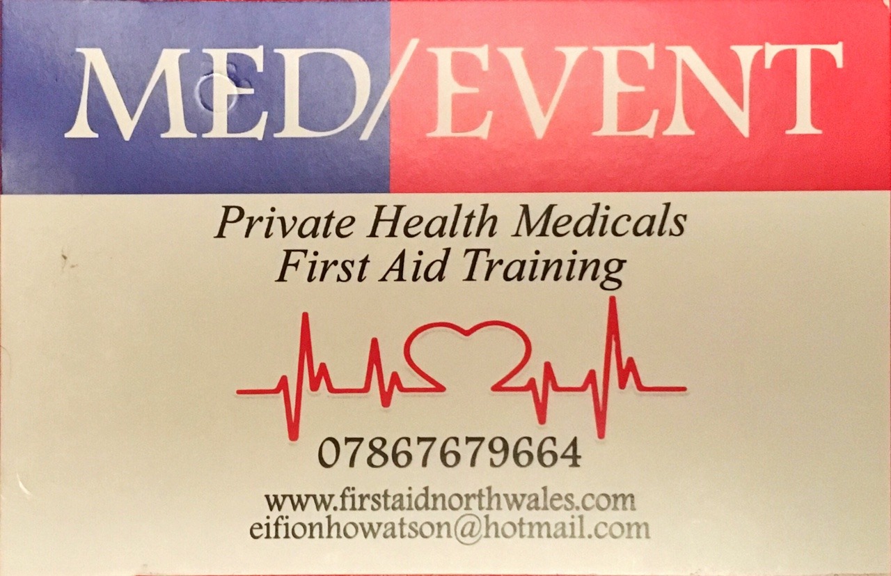 <p>For health medicals , health Surveillance,   Critical safety workers medicals or HGV medicals contact  Eifion Howatson   Med/Event- <a href="http://www.firstaidtrainingnorthwales.com">www.firstaidtrainingnorthwales.com</a></p>