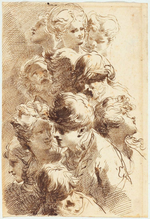 geritsel:Gaetano Gandolfi - portrait studies in pen and sepia ink