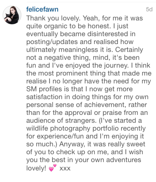 “People were wondering what happened, and these were her latest comments on IG.”