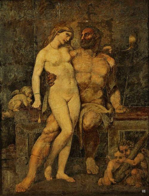 hildegardavon:hadrian6:Josef Anton Von Gegenbaur, 1800-1876Hercules and Omphale, 1826, fresco transf