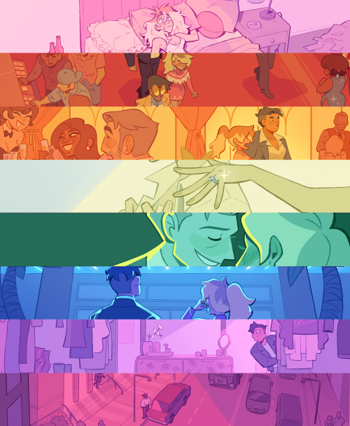 I wanted to see if I could make a pride flag using only panels from my comic and the answer is yeah,