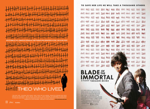 US one sheet for THEO WHO LIVED (David Schisgall, USA, 2016) and festival poster for BLADE OF THE IMMORTAL (Takashi Miike, Japan, 2017)