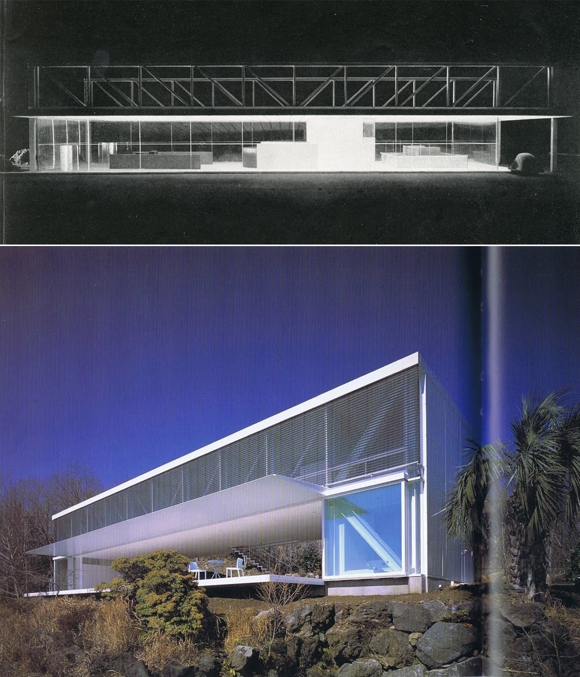 yesmichaeluniverse:   Mies van der Rohe. Model. 1952 (top), Shigeru Ban. Picture