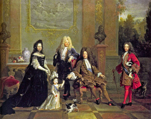 1. 1710-1715: Louis XIV of France (seated) with his son le Grand Dauphin (to the left), his grandson